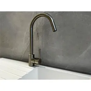 Liquida LS04BN Monobloc Swan Neck Single Lever Brushed Nickel Kitchen Mixer Tap