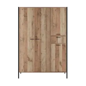 Hoxton 4 Door Wardrobe Distressed Oak Effect