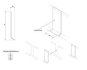 Set of 4  Steel joints for Steel Skirting Boards - Copper Polished