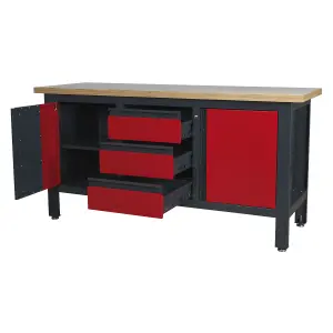 Sealey Work Station With 3 Drawers 2 Cupboards 300kg Capacity Heavy Duty AP1905C