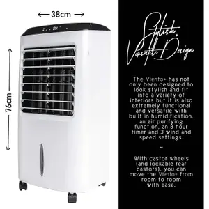 MYLEK Portable Oscillating Air Cooler Fan 80W Large 10L