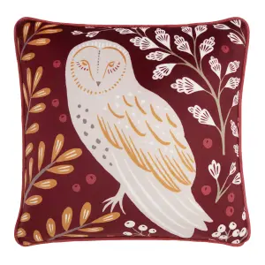 Enchanted Owl Print Velvet Filled Cushion