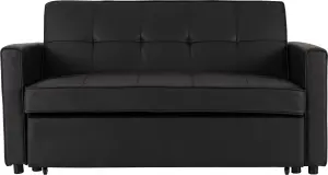 Astoria Sofa Bed in Black Faux Leather Contemporary and minimalist