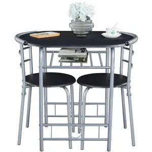 2 - Person Dining Set Black/Silver / 76" H x 49" W x 43" D