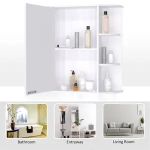 HOMCOM Wall Mounted Bathroom Cabinet w/ Mirror Single Door Storage Shelves