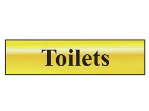 Elegant Scan Toilets Sign in Polished Brass Effect - 200x50mm