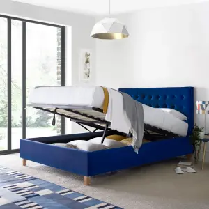 Rest Relax Kirkham Blue Velvet Ottoman Bed