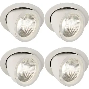 4 PACK Fully Adjustable Ceiling Downlight - 36W Cool White LED - Matt White