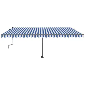 Berkfield Manual Retractable Awning with LED 500x300 cm Blue and White