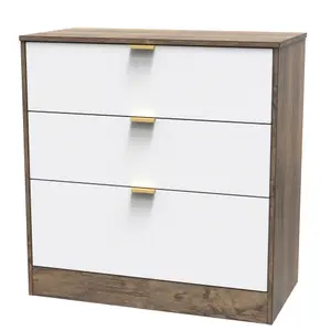 Nashville Ready assembled White & oak 3 Drawer Chest (H)791mm (W)766mm (D)395mm