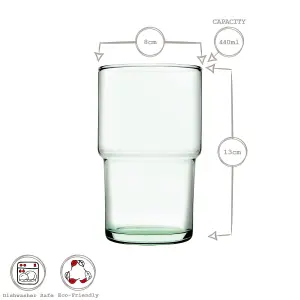 Pasabahce Aware Hill Recycled Stacking Highball Glasses - 440ml - Green - Pack of 8