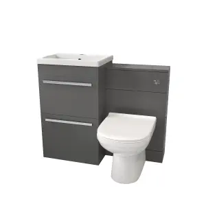 Nes Home Steel Grey Basin Vanity Cabinet With WC Unit & Soft Close Toilet