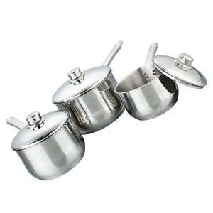 Buckingham Premium Induction Stainless Steel  Set of 3 Saucepan Set with SS Lids