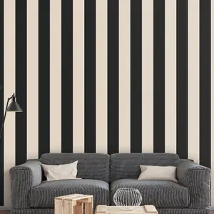 Galerie Simply Stripes 3 Black Taupe Wide Stripe Smooth Wallpaper