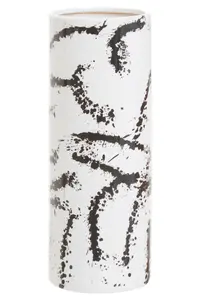 Interiors by Premier Durable Large Black And White Ceramic Vase, Easily Maintained Pottery Vase, Contemporary Vase For Flowers