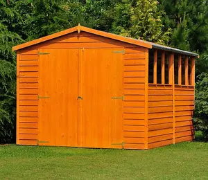 Overlap 10 x 10 Feet Dip Treated Apex Shed Double Door with Windows