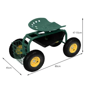 Costway 360 Swivel Rolling Gardening Cart Adjustable Height Wagon Scooter Garden Seat