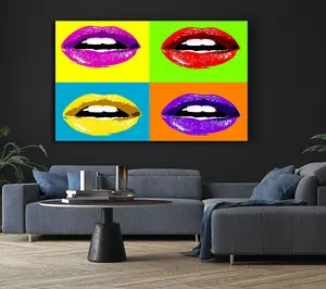 Vibrant Pop Art Lips Canvas Print Wall Art - Medium 20 x 32 Inches