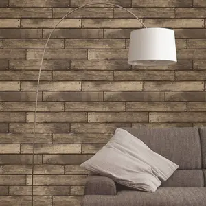 Brown Wooden Plank Effect Wallpaper