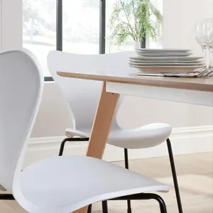 Home Source Rayna Table and 4 White Penny Chairs