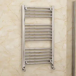 Straight Towel Rail Heated Towel Rails Chrome / 100cm H x 60cm W x 2cm D