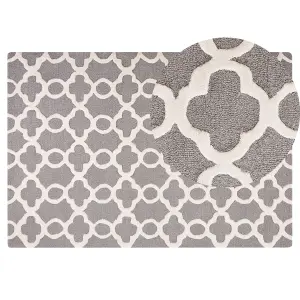 Wool Area Rug 140 x 200 cm Grey ZILE