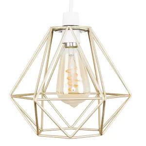 ValueLights Diablo Gold Ceiling Pendant Shade and E27 Pear LED 4W Warm White 2200K Bulb