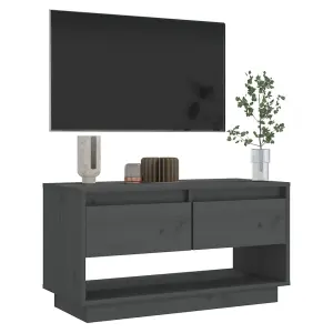 Berkfield TV Cabinet Grey 74x34x40 cm Solid Wood Pine