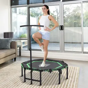 HOMCOM Foldable Trampoline w/ Adjust Handle, Max Load 100 KG - Green