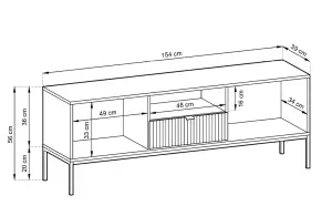 Elegant Nova TV Cabinet H560mm W1540mm D390mm in Black Matt - Sleek Entertainment Storage Solution