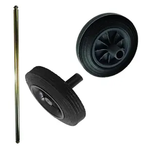 Heavy Duty Solid Axle & Rubber Wheels With Nose Collar Replacement Kit For Wheelie Bins