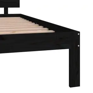 Berkfield Bed Frame Black Solid Wood 180x200 cm Super King Size