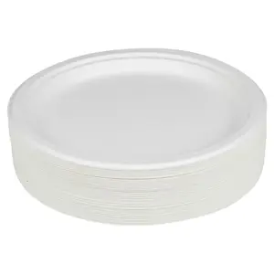 URBNLIVING 22cm Diameter 100 Pcs Paper Disposable White Biodegradable Plates