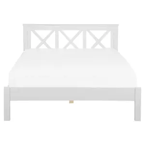 Wooden EU King Size Bed White TANNAY