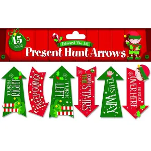 Eurowrap Present Hunt Arrow Christmas Decoration (Pack of 15) Red/Green (One Size)