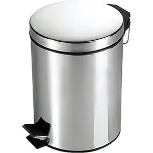 5L Metal Chrome Pedal Bin Kitchen Toilet Rubbish Hygienic Home Paper Dustbin Boxed (5L)