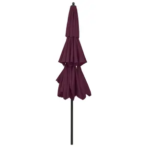 Berkfield 3-Tier Parasol with Aluminium Pole Bordeaux Red 3 m