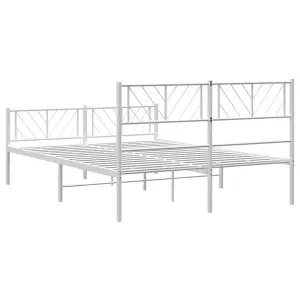 Berkfield Metal Bed Frame with Headboard and Footboard White 140x190 cm