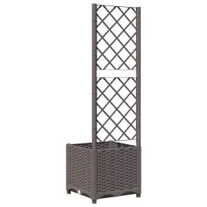 Berkfield Garden Planter with Trellis Brown 40x40x136 cm PP