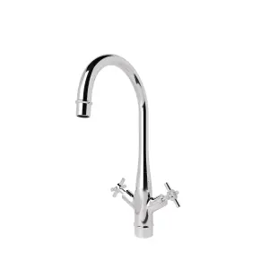 GoodHome Filbert Silver Chrome effect Kitchen Twin lever Tap