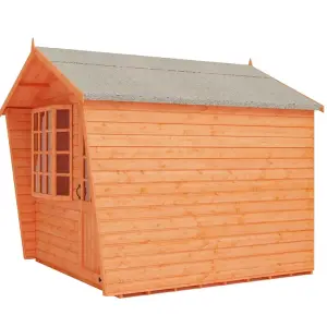 INSATLLED - 10ft x 8ft (2.95m x 2.35m) Wooden Bay Window T&G APEX Summerhouse (12mm T&G Floor + Roof) (10 x 8) (10x8)