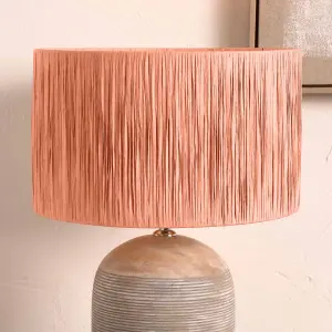 45cm Blush Raffia Cylinder Lampshade Boho Palm Tree Drum Table Lamp Shade