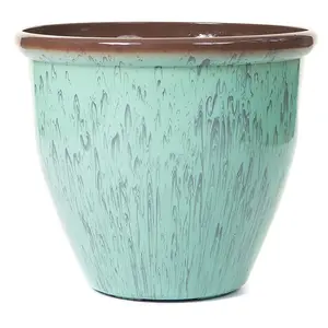 38cm Running Glaze Planter - Green