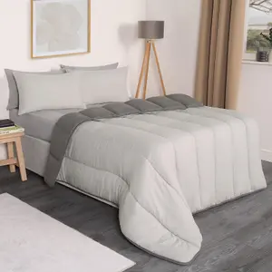 Coverless 10.5 Tog Duvet & Pillowcase, Grey/Silver - Double