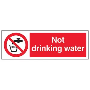 Not Drinking Water Hygiene Safety Sign - Rigid Plastic - 300x100mm (x3)