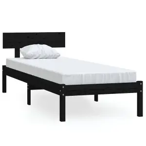 Berkfield Bed Frame Black Solid Wood Pine 90x200 cm