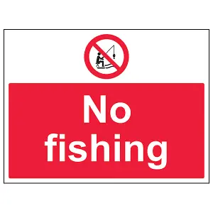 No Fishing - Prohibition Water Sign - Adhesive Vinyl - 400x300mm (x3)