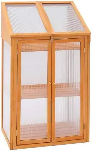 Wooden 3 Tier Plants Growth Double Door Greenhouse