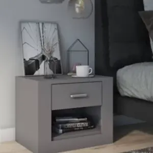 Sleek Grey Bedside Cabinet for Modern Bedroom Storage