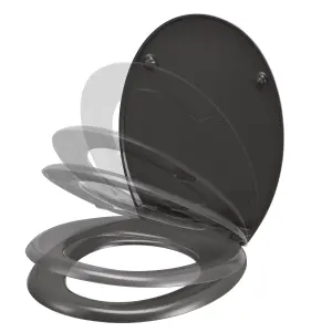 Cooke & Lewis Genoa Grey Standard Soft close Toilet seat